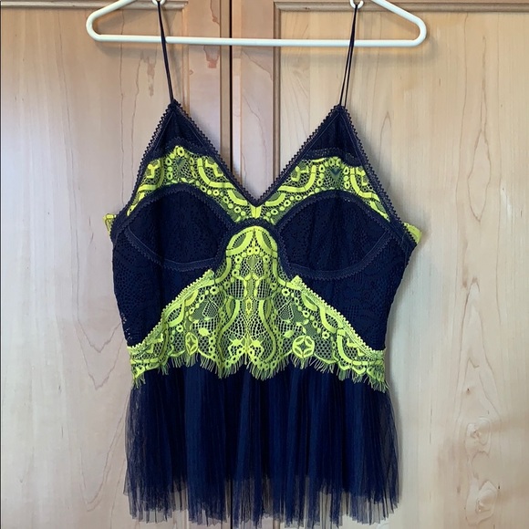 Jonathan Simkhai Tops - Jonathan Simkhai Navy/Chartreuse Camisole Top-Med